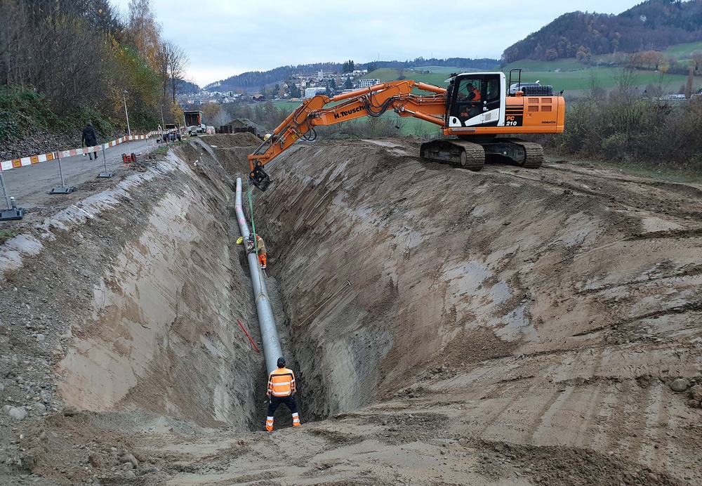 Erneuerung Wassertransportleitung ST400 Pumpwerk  H. Teuscher Bauunternehmen